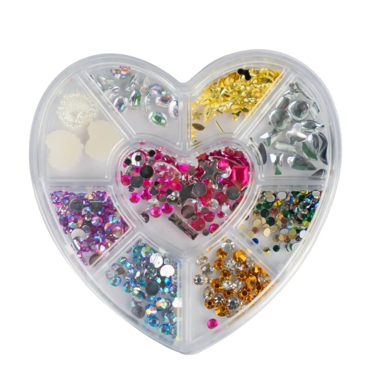 Rhinestones Caviar Pearls Accessories Stones Accessories Mix in Heart Storage Box