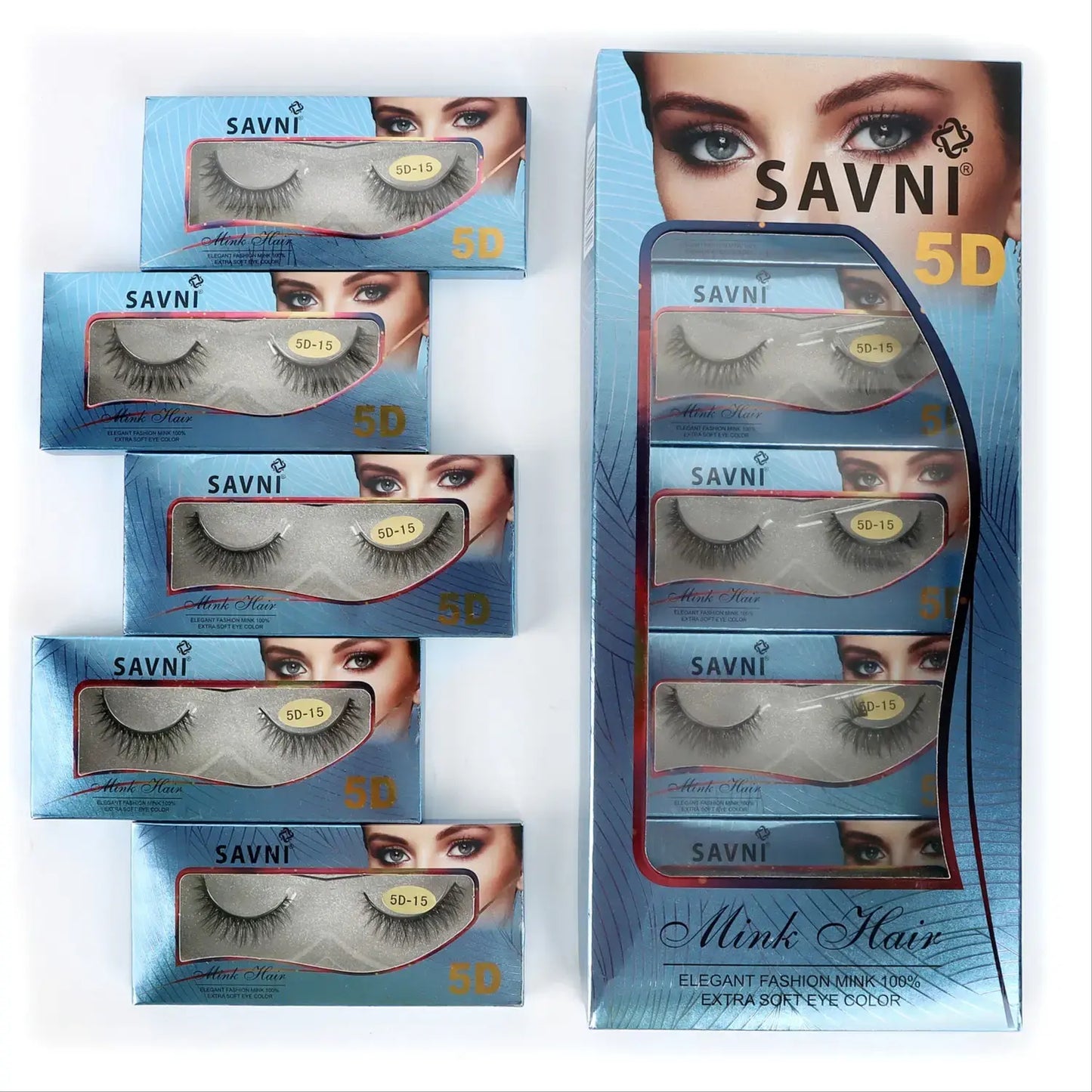 Savni 5D Professional Temporary Mink Hair Eyelash Extension 10 pairs Model 5D-15