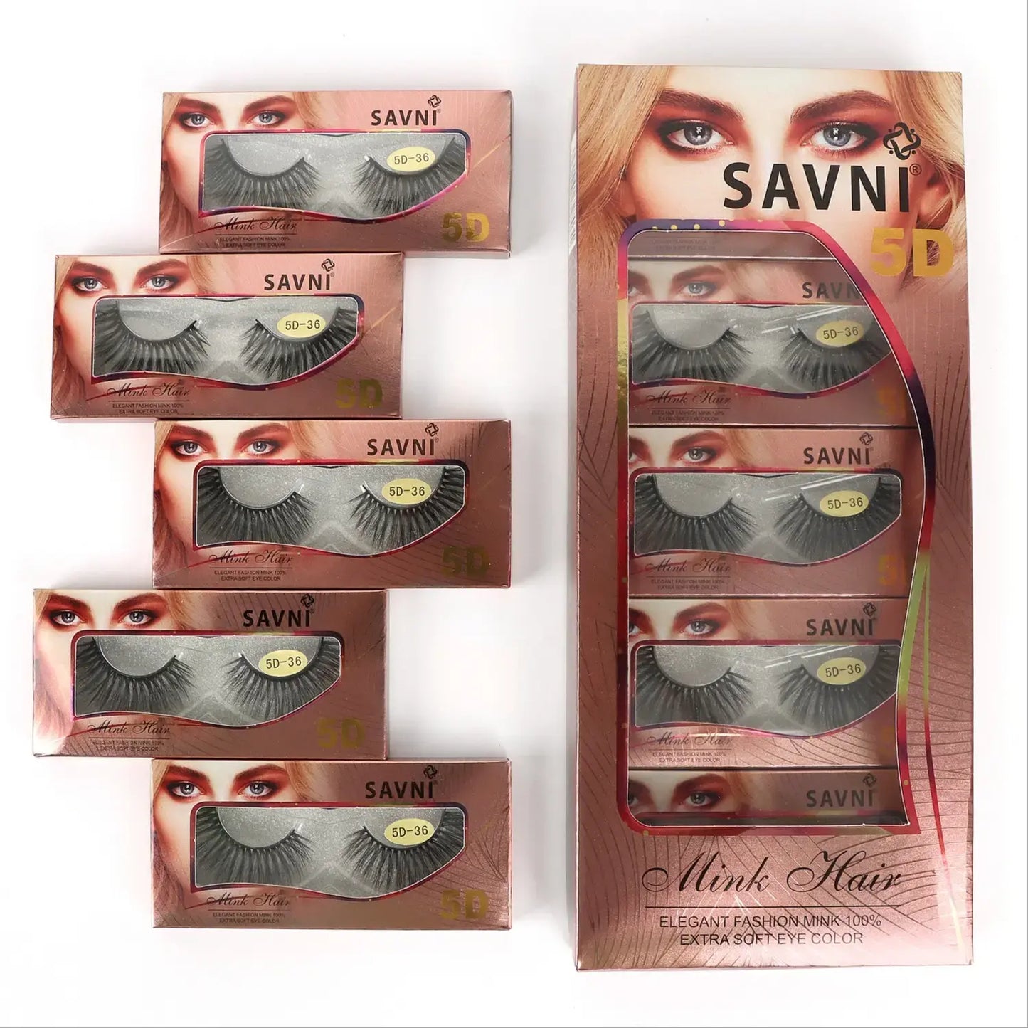 Savni 5D Professional Temporary Mink Hair Eyelash Extension 10 pairs Model 5D-36