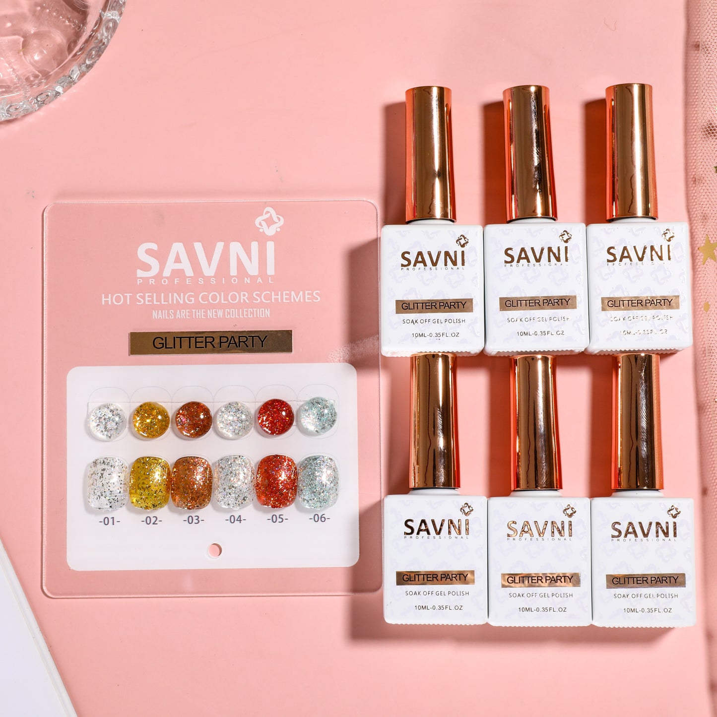 Savni Core-6 Glitter Party UV Gel Polish Set of 6 - 10ml each