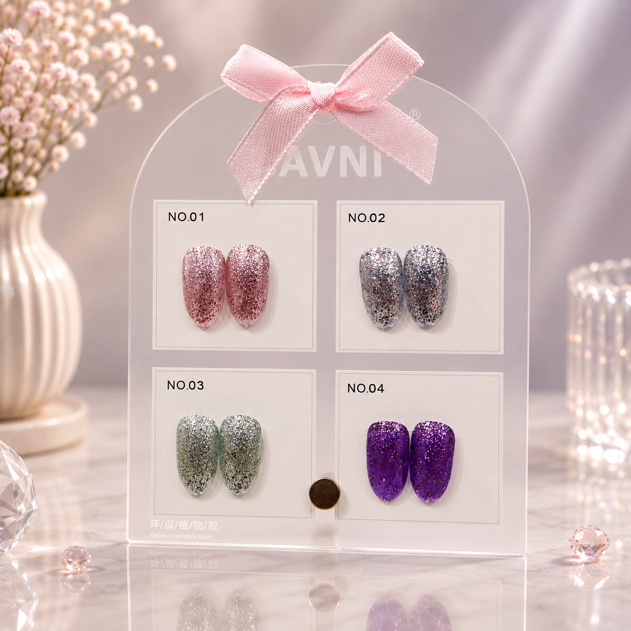 Savni Gel Polish Kit Set Of 4 PCS, 15ml Each, Glitter, Model-D