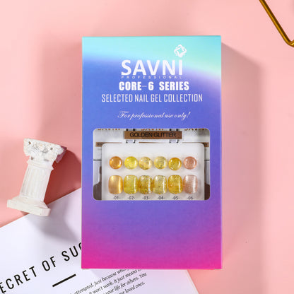 Savni Core-6 Golden Glitter UV Gel Polish Set of 6 - 10ml each