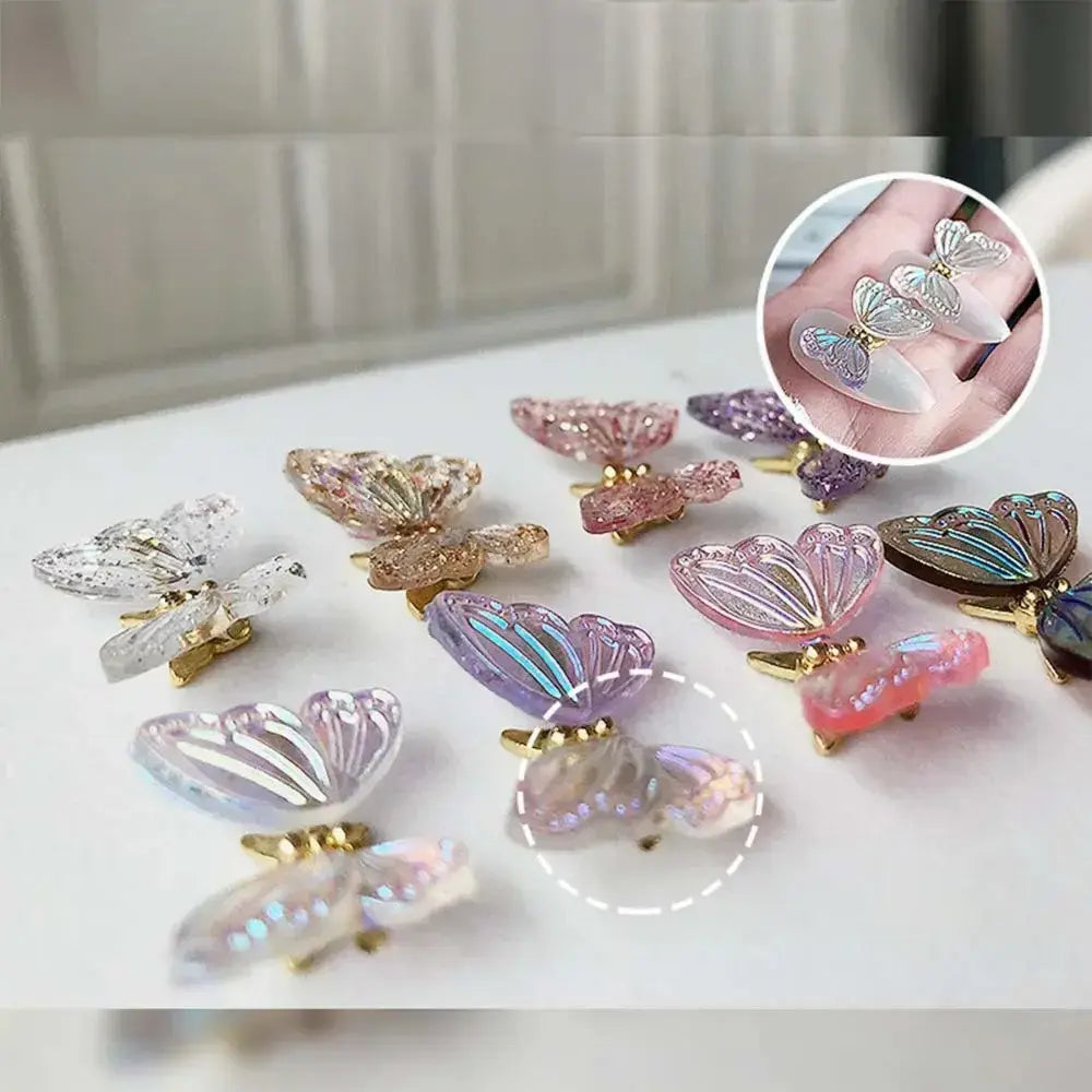 Moving Butterfly Spring Loaded Nail Charm