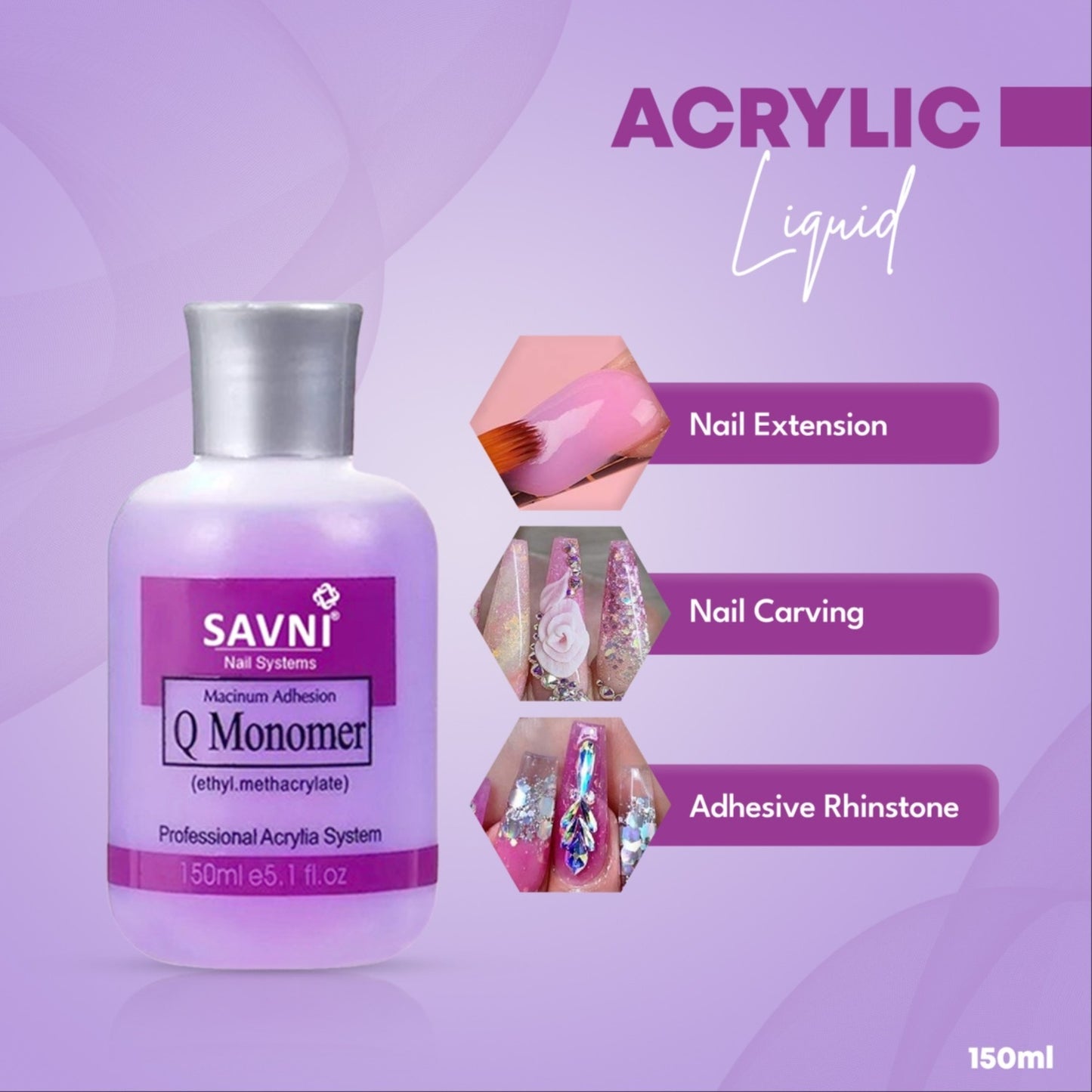 Savni Liquid Monomer Acrylic Liquid Purple (EMA) - 118ml