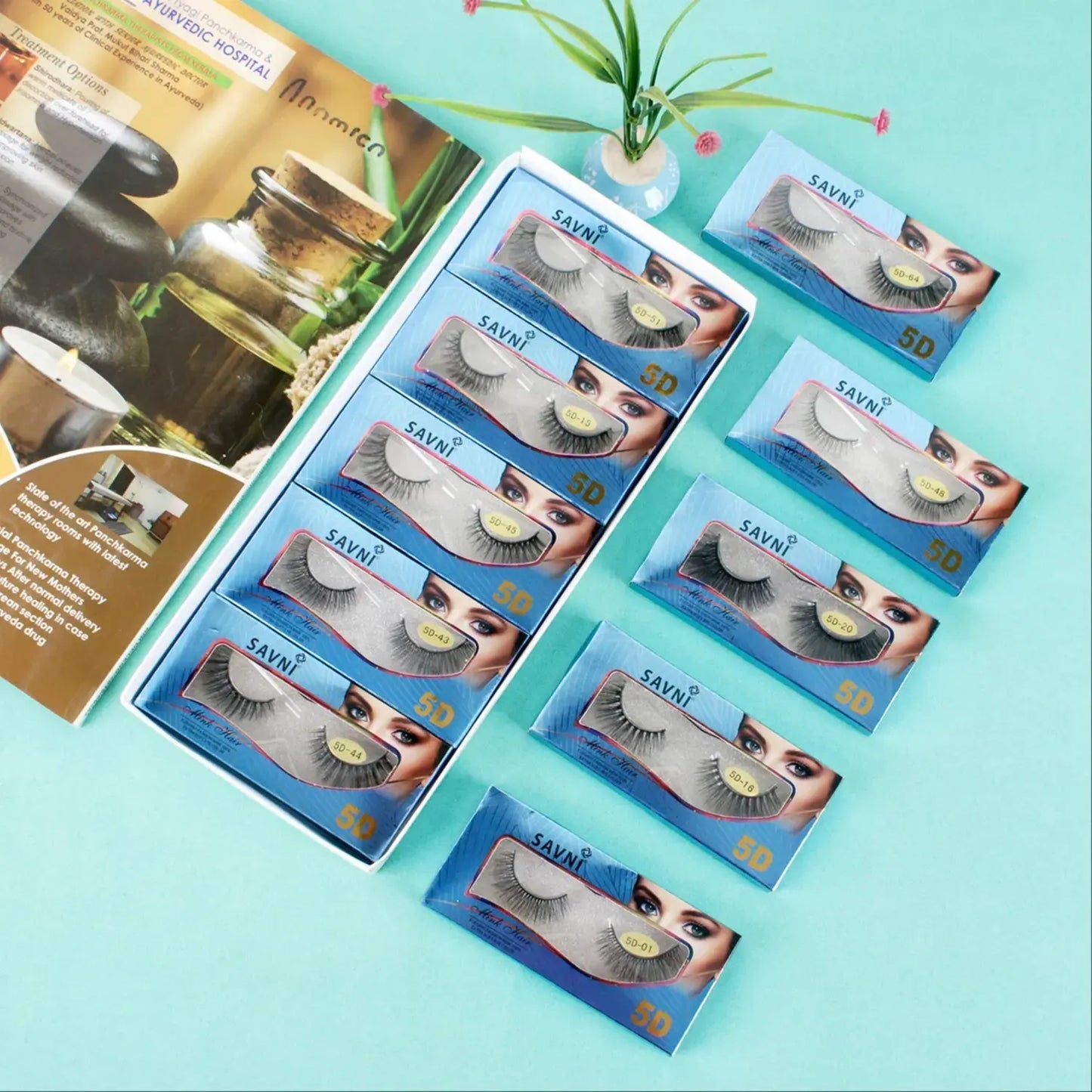 Savni 5D Professional Temporary Mink Hair Eyelash Extension 10 pairs Mix Blue Box