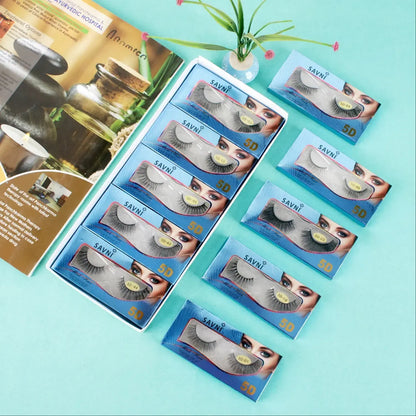 Savni 5D Professional Temporary Mink Hair Eyelash Extension 10 pairs Mix Blue Box
