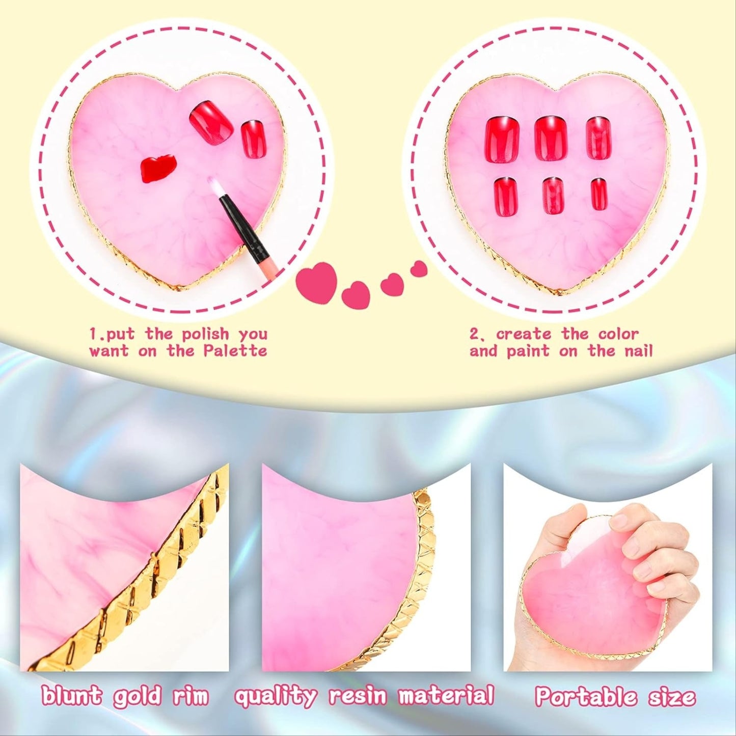 Resin Plate Mixing Palette Heart Shape - Assorted Color