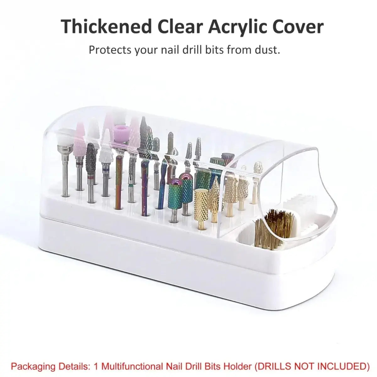 2 in 1 Nail Drill Bits Organizer Case with Nail Drill Bits Cleaning Brush (Drill Bits not included)