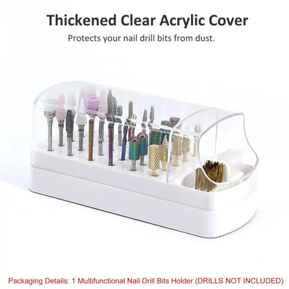 2 in 1 Nail Drill Bits Organizer Case with Nail Drill Bits Cleaning Brush (Drill Bits not included)