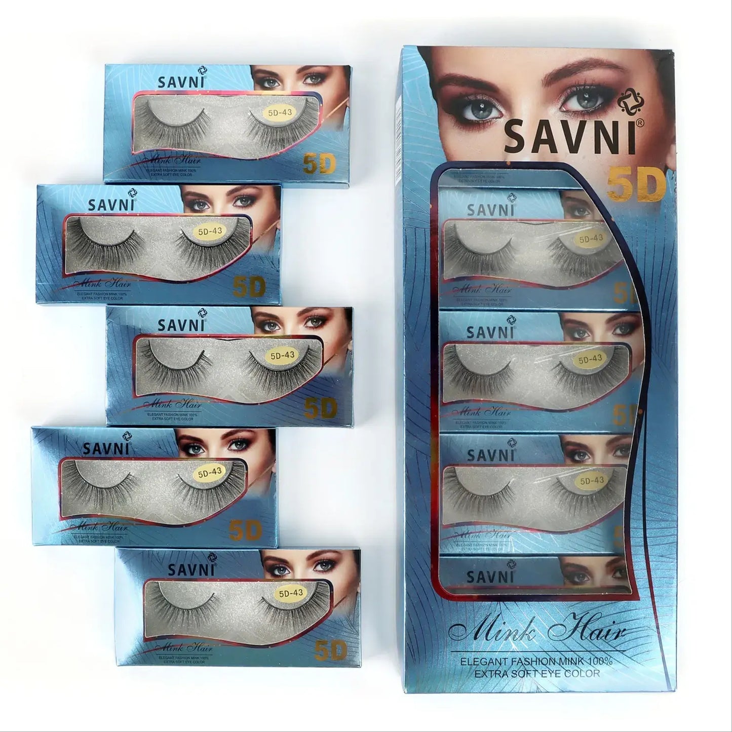 Savni 5D Professional Temporary Mink Hair Eyelash Extension 10 pairs Model 5D-43