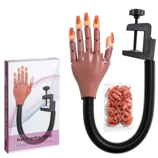 Mechanical Hand with Adjustable Arm and Table Clasp with 100 Detachable Nails for Practice