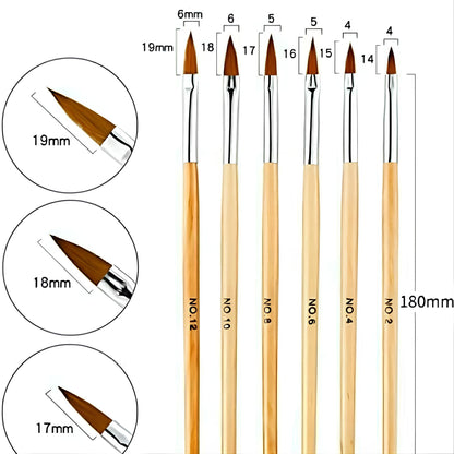Synthetic Acrylic Brush Wooden Handle - Set of 6