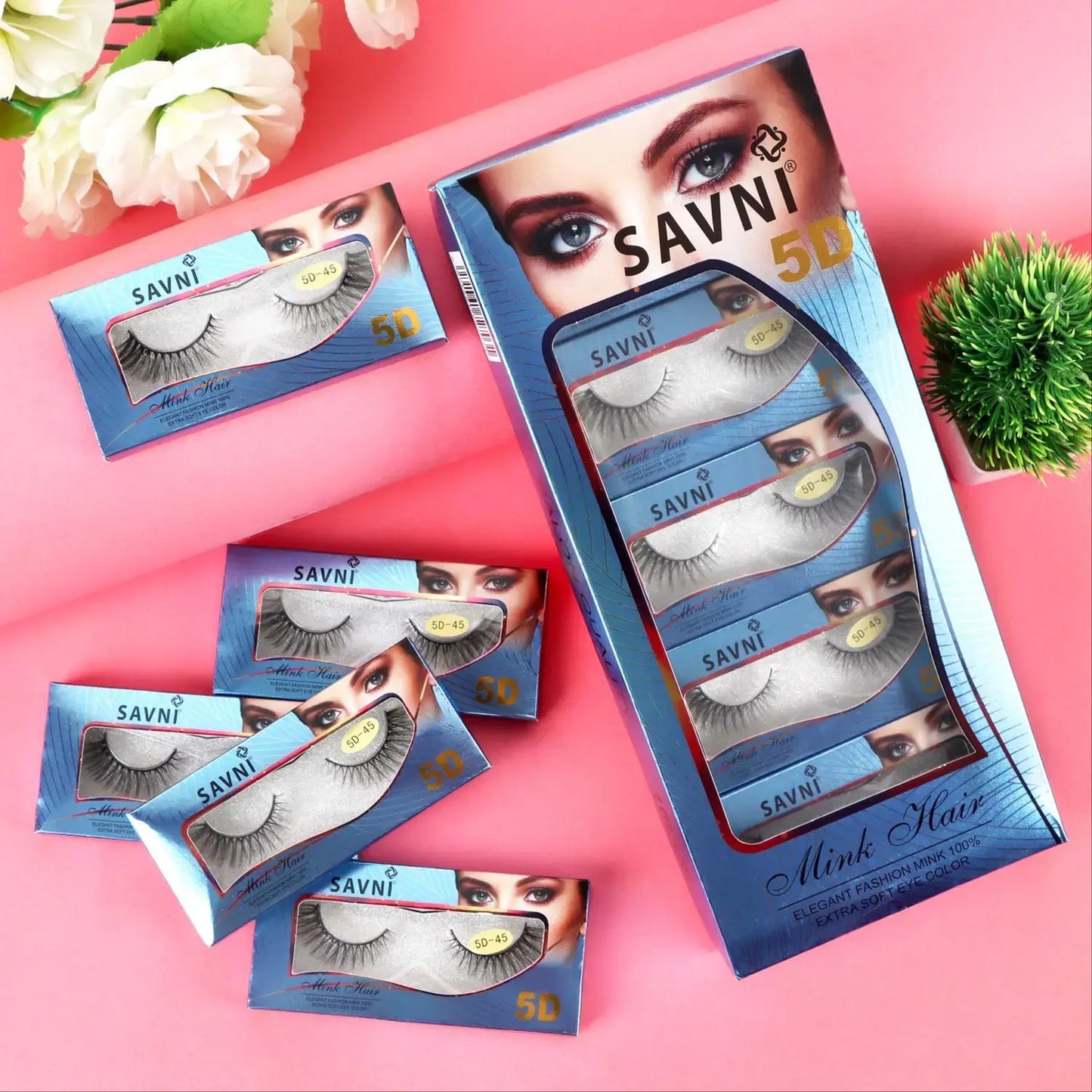Savni 5D Professional Temporary Mink Hair Eyelash Extension 10 pairs Model 5D-45