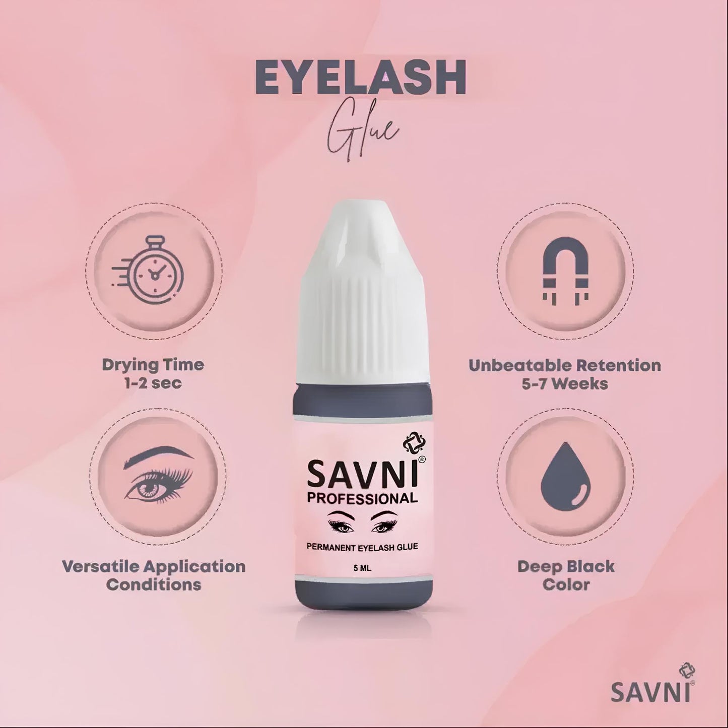 Savni Eyelash Extension Lash Glue 5g - 1.25 Second Drying Time
