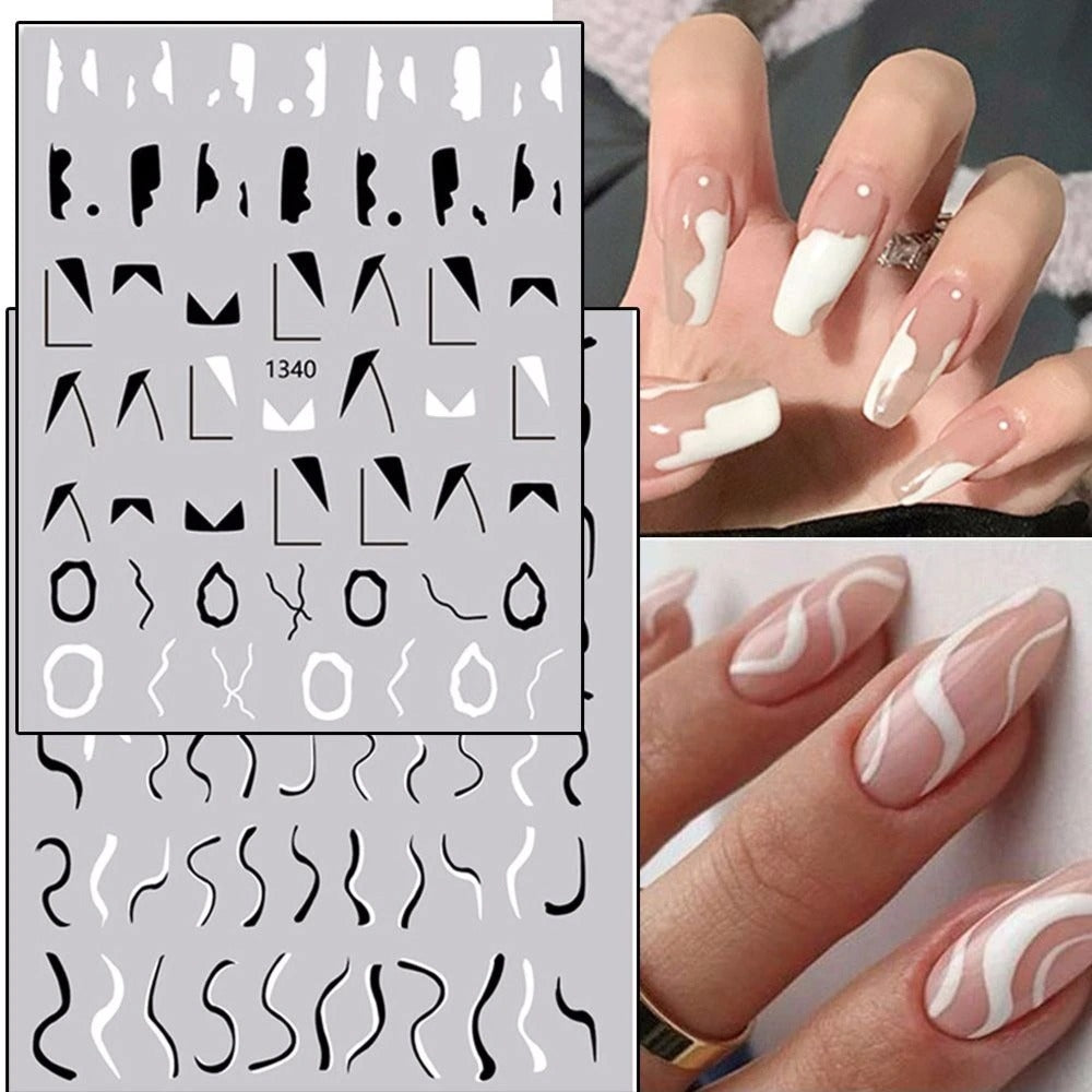 Abstract Nail Art Stickers, Pack of 12 Sheets - 600+ Assorted Stickers
