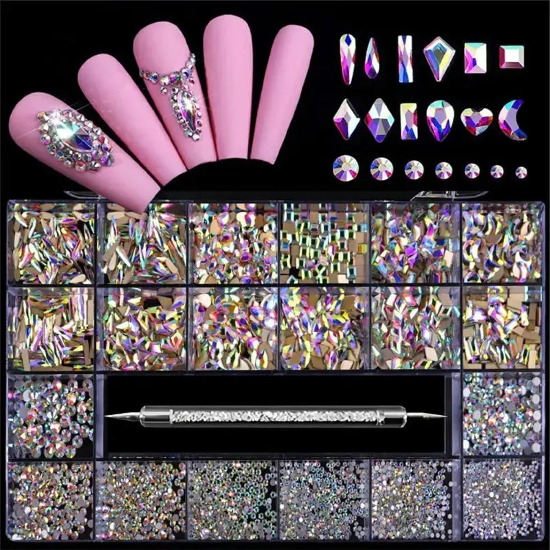 3100 Pcs AB Rhinestones with Wax Picker Tool