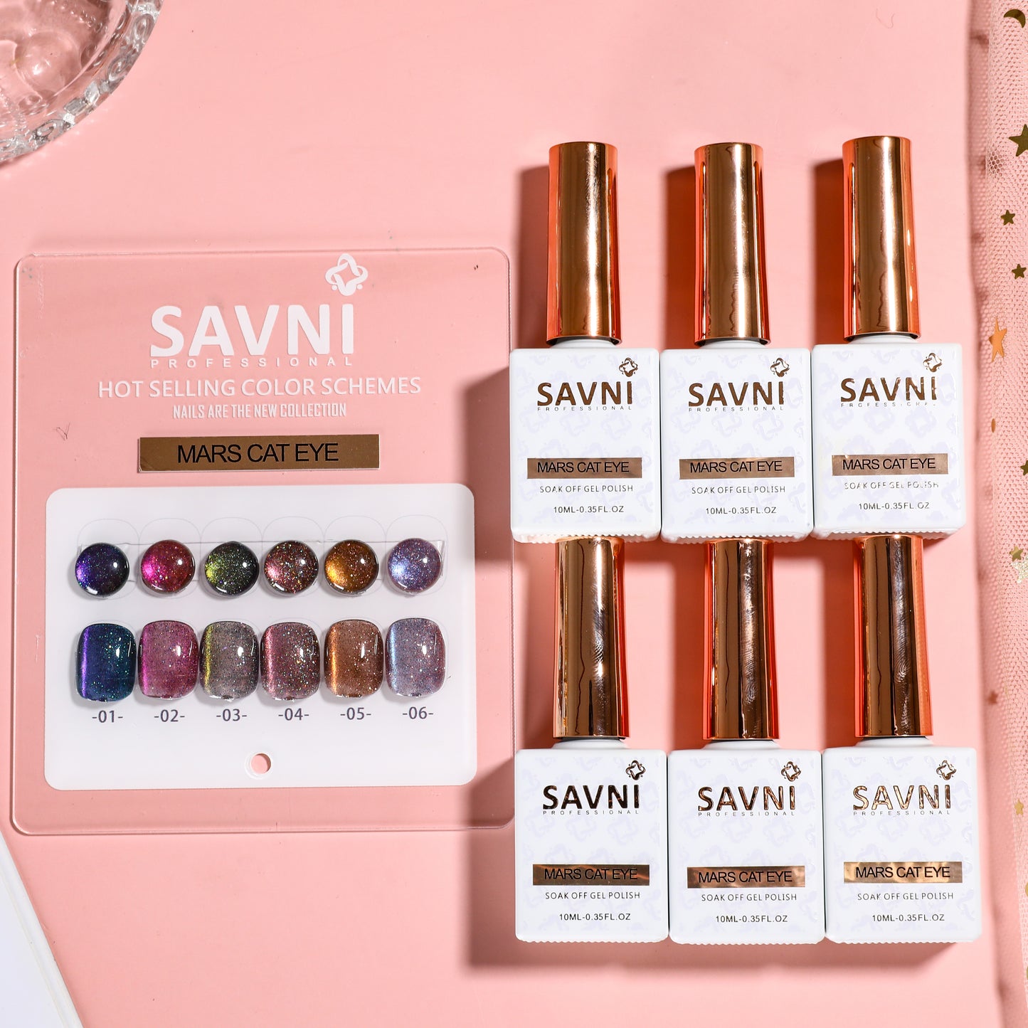 Savni Core-6 Mars Cat Eye UV Gel Polish Set of 6 - 10ml each