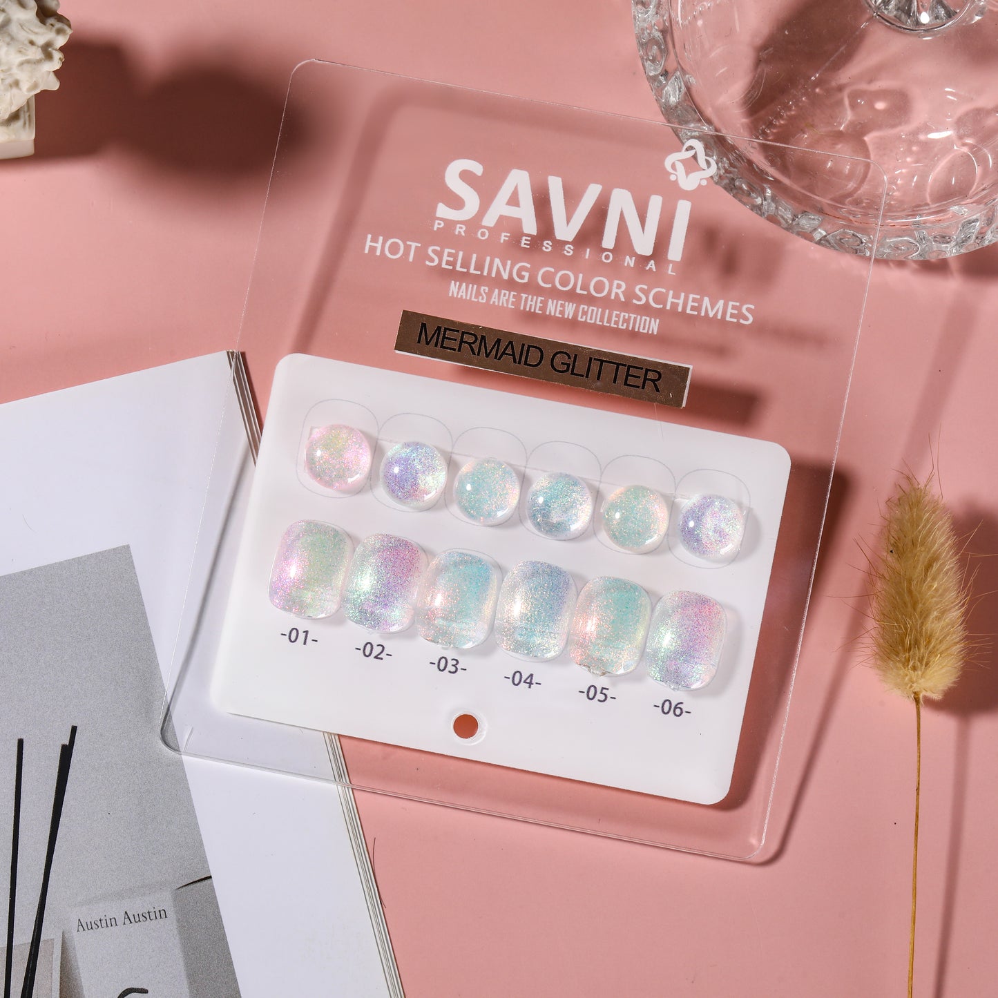 Savni Core-6 Mermaid Glitter UV Gel Polish Set of 6 - 10ml each