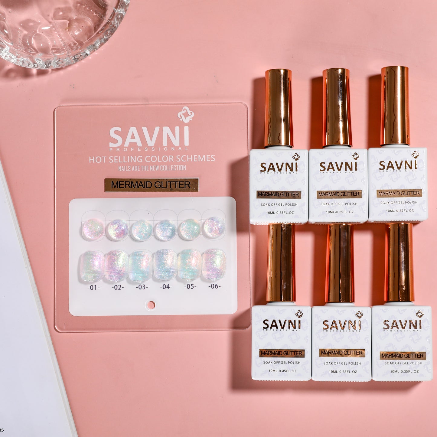 Savni Core-6 Mermaid Glitter UV Gel Polish Set of 6 - 10ml each