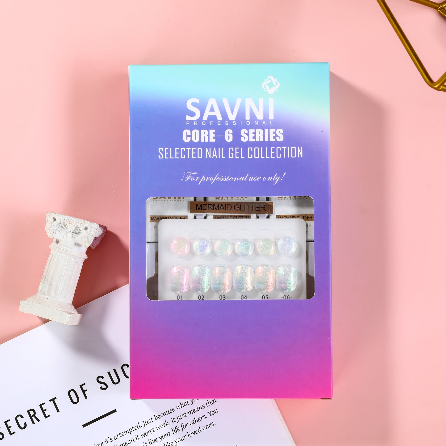 Savni Core-6 Mermaid Glitter UV Gel Polish Set of 6 - 10ml each