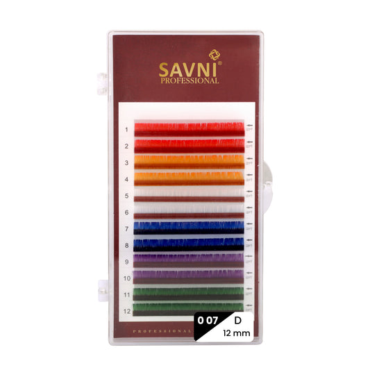 Savni Mix Colored Permanent Eyelash Extension 0.07 Thickness - D Curl - 12mm
