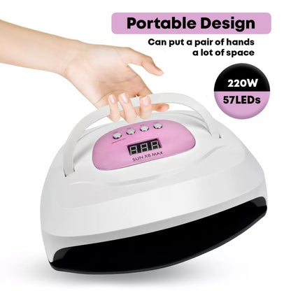 SUN X8 220W UV/LED Lamp Double Handed - Rose Gold/Pink Accent Color