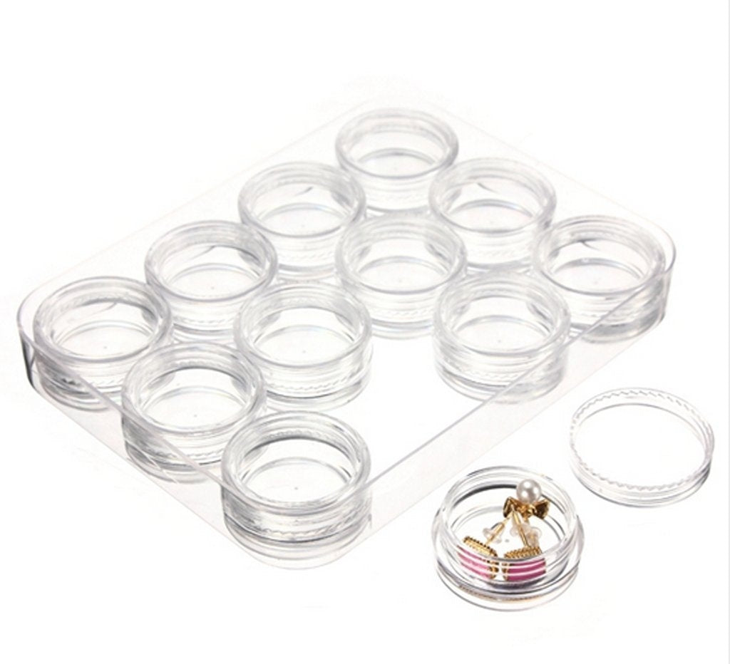 Empty Storage Jars for Accessory & Jewelry Storage - 12 Grids