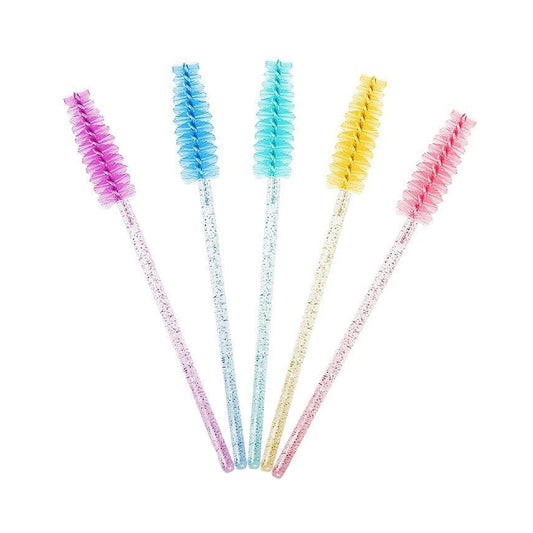 Eyelash Mascara Applicator Brush 5pcs with Tube and Handle - Assorted Colors