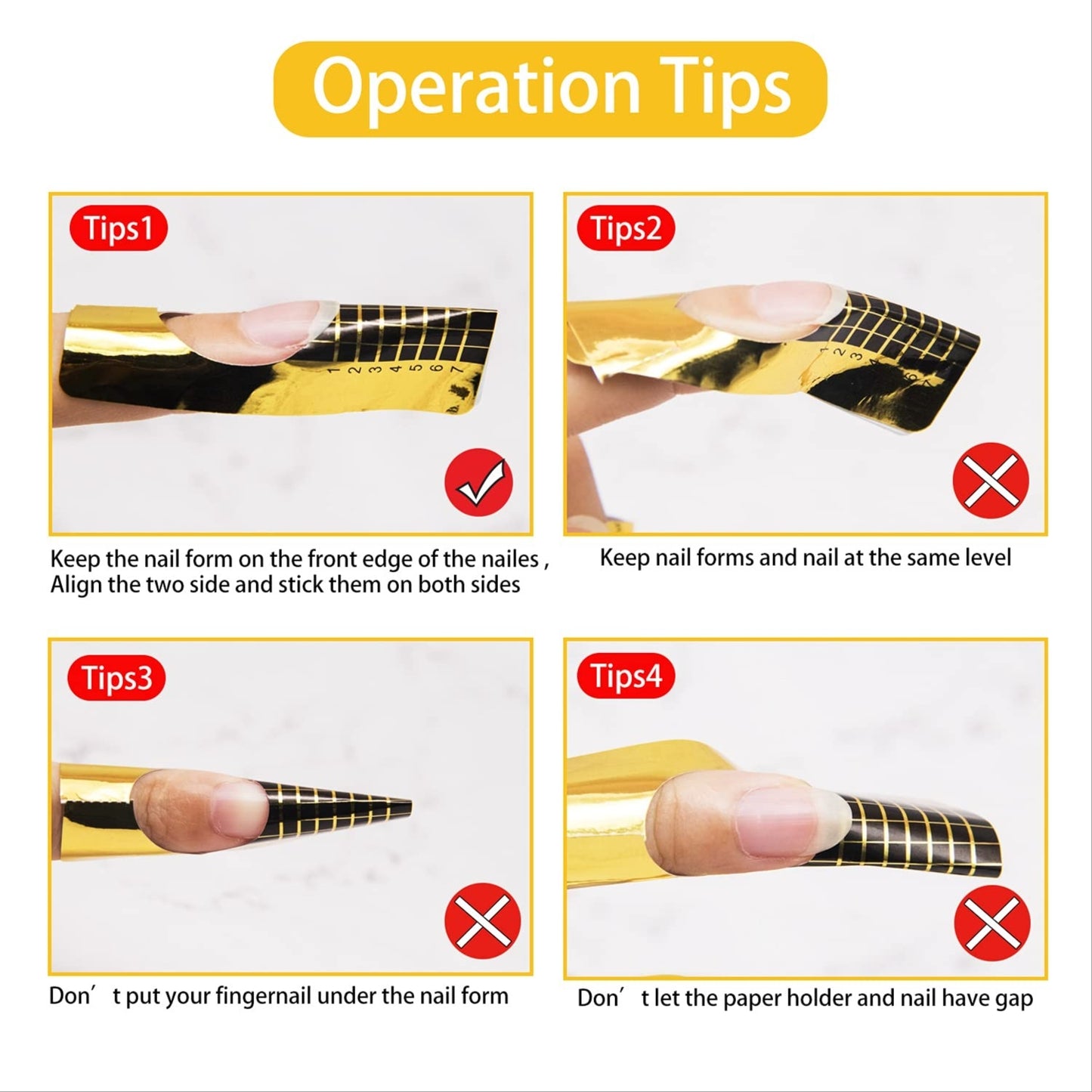 Nail Form Golden Sticker Roll for Acrylic, Gel & Polygel Extension - 500 pcs