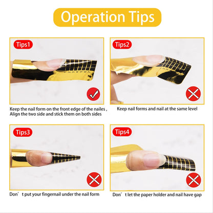 Nail Form Golden Sticker Roll for Acrylic, Gel & Polygel Extension - 500 pcs