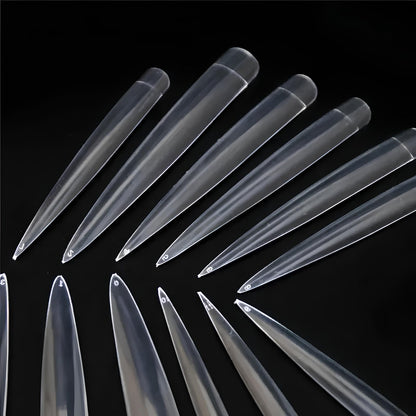 Stiletto XXL Extra Long Transparent Sharp D Lock Extension Tips - 12 Pcs