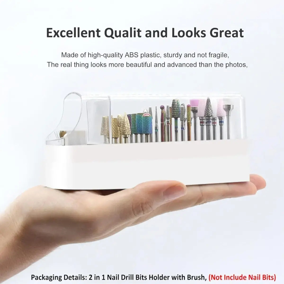 2 in 1 Nail Drill Bits Organizer Case with Nail Drill Bits Cleaning Brush (Drill Bits not included)