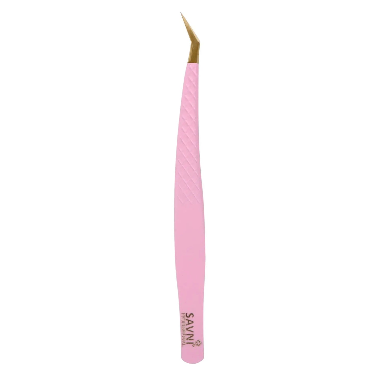 Savni Pink Gold Eyelash Extension Tweezers Angled