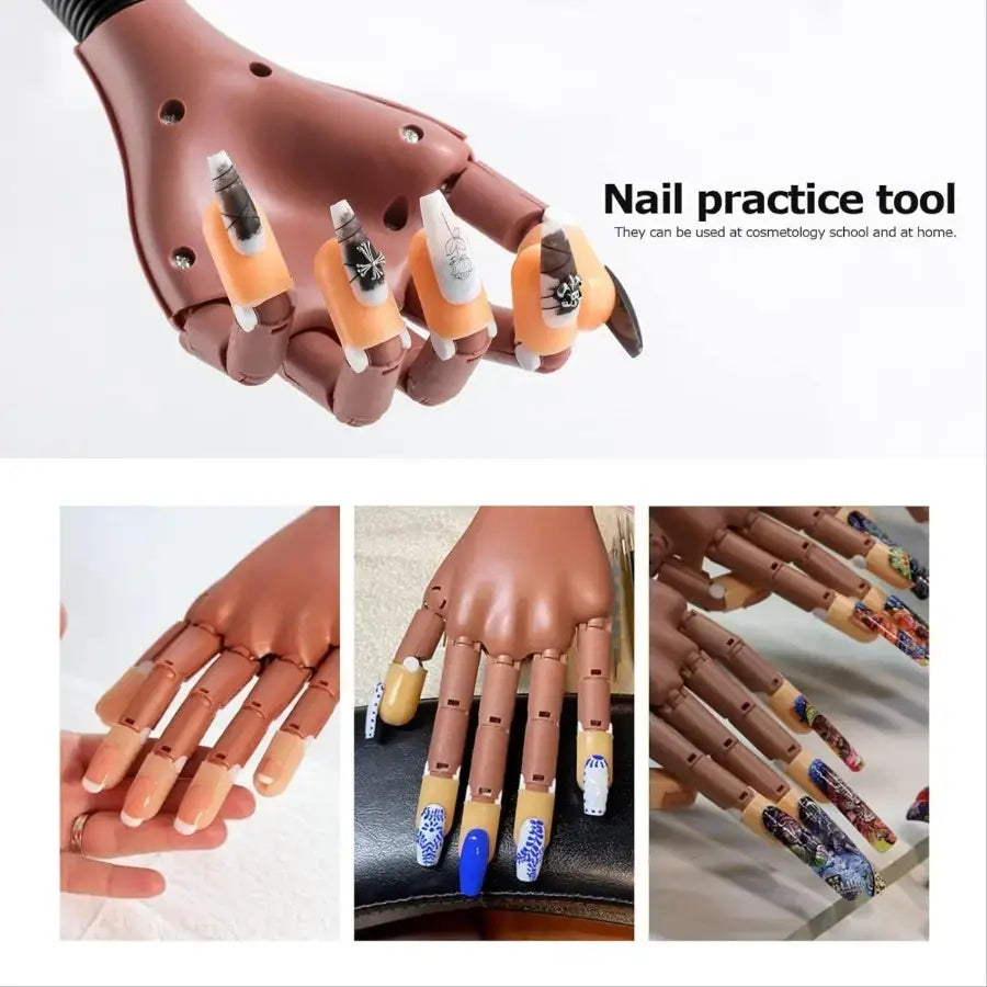Mechanical Hand with Adjustable Arm and Table Clasp with 100 Detachable Nails for Practice