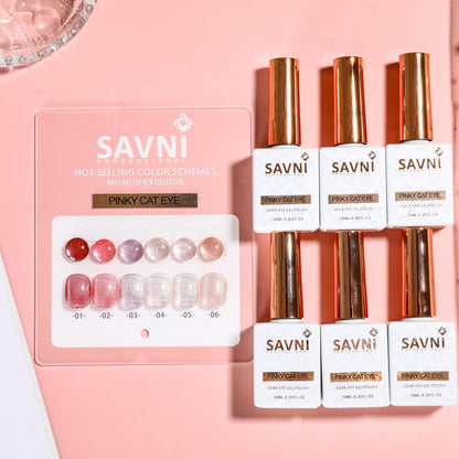 Savni Core-6 Pinky Cat Eye UV Gel Polish Set of 6 - 10ml each