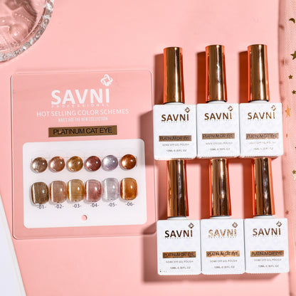 Savni Core-6 Platinum Cat Eye UV Gel Polish Set of 6 - 10ml each