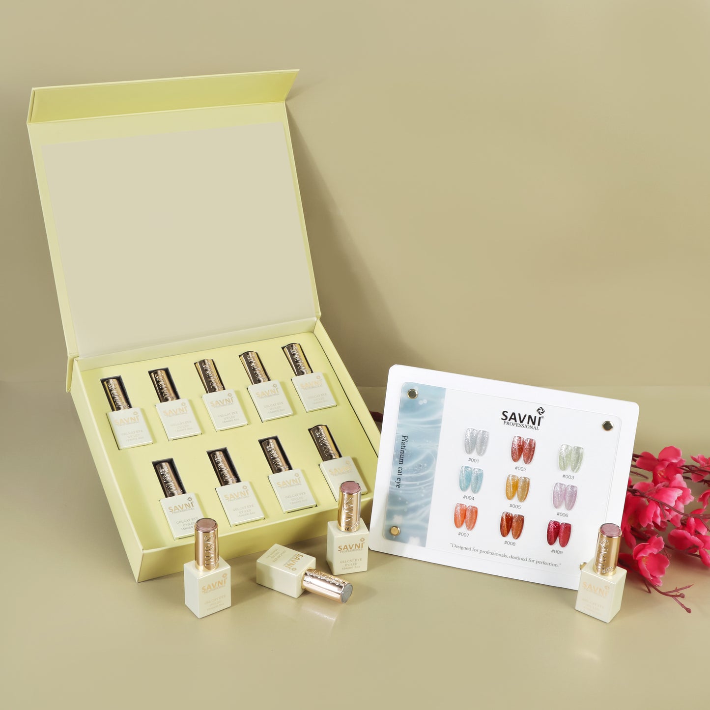 Savni Platinum Cat Eye Gel Polish Kit Set - 9 Pcs, 15ml each