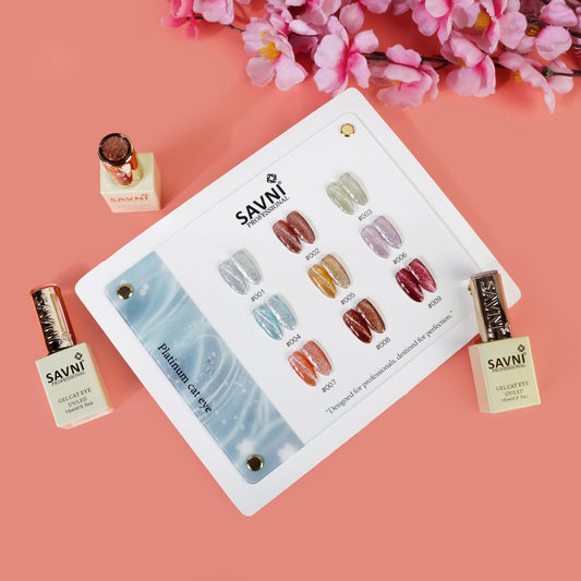 Savni Platinum Cat Eye Gel Polish Kit Set - 9 Pcs, 15ml each