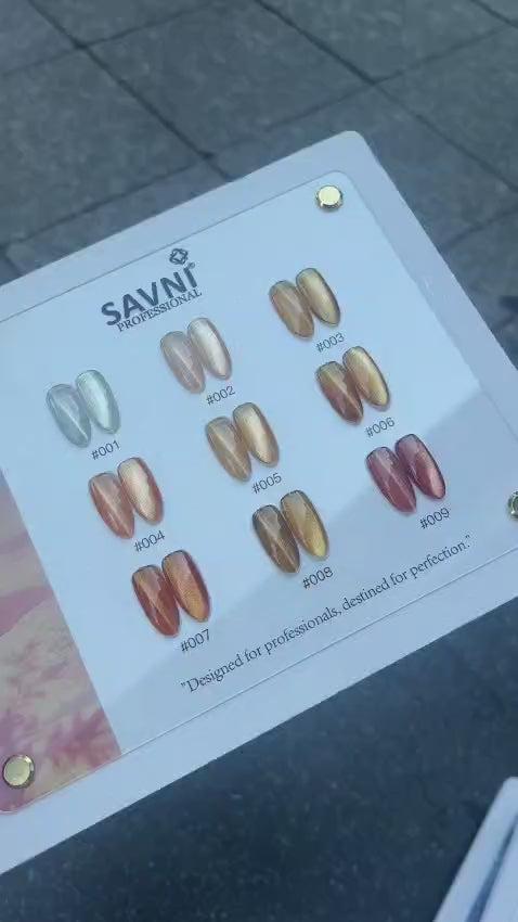 Savni Golden Autumn Cat Eye Gel Polish Kit Set Of 9 Pcs, 15ml Each