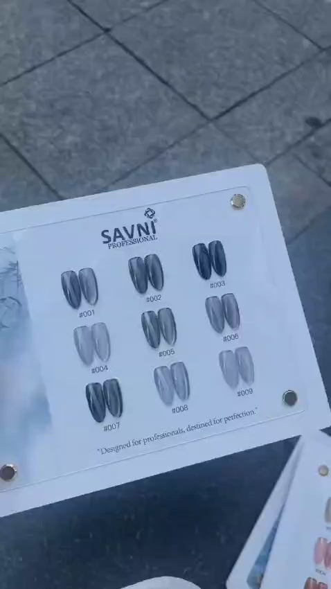 Savni Black Stone Cat Eye Gel Polish Kit Set Of 9 Pcs, 15ml Each
