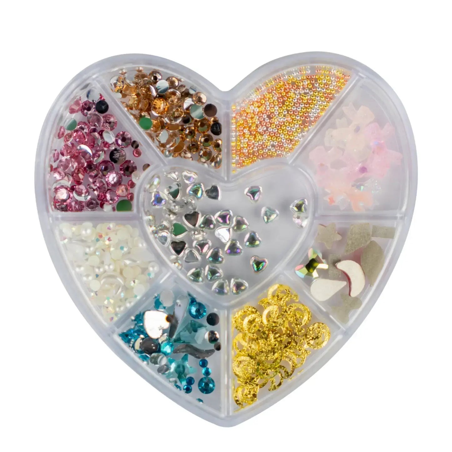 Rhinestones Caviar Pearls Accessories Stones Accessories Mix in Heart Storage Box