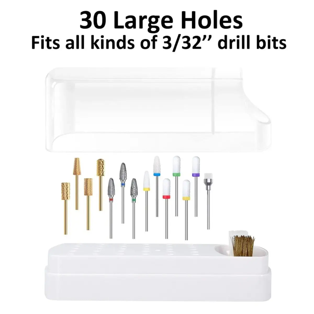 2 in 1 Nail Drill Bits Organizer Case with Nail Drill Bits Cleaning Brush (Drill Bits not included)