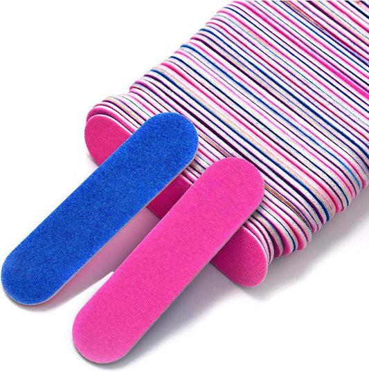 Disposable Mini Nail Filers Pink & Blue - Pack of 100