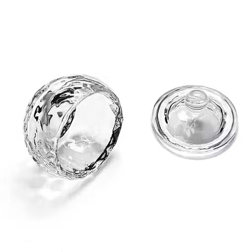 Premium Glass Dappen Dish with Lid Honeycomb Shape