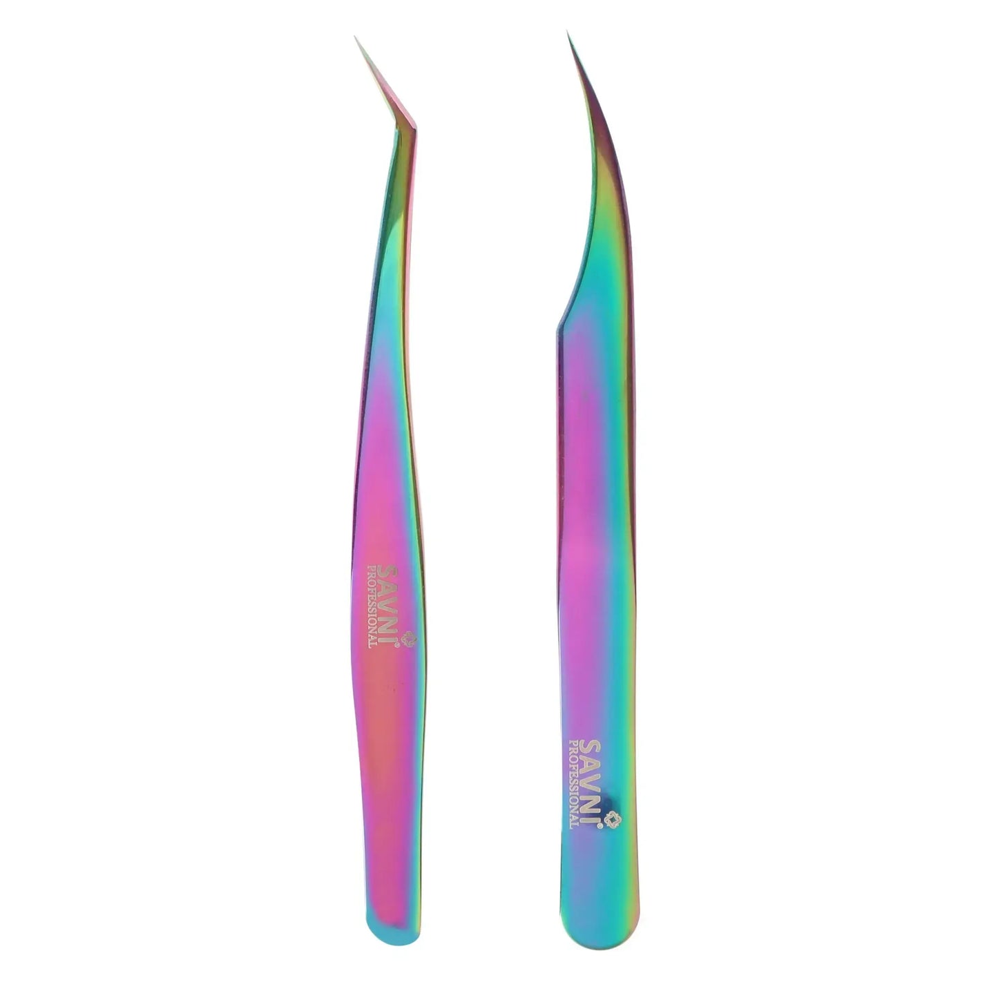 Savni Chromatic Eyelash Extension Tweezers - Set of 2 (Straight & Angled)