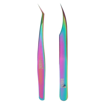 Savni Chromatic Eyelash Extension Tweezers - Set of 2 (Straight & Angled)
