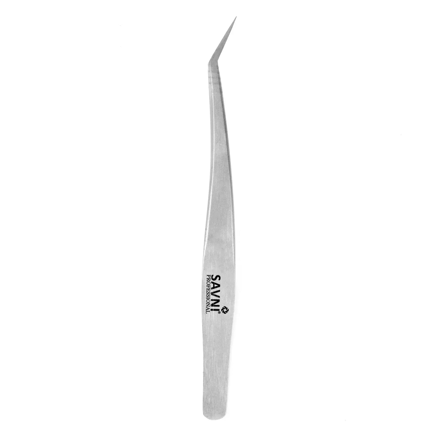 Savni Silver Eyelash Extension Tweezers Angled
