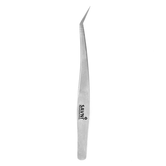 Savni Silver Eyelash Extension Tweezers Angled