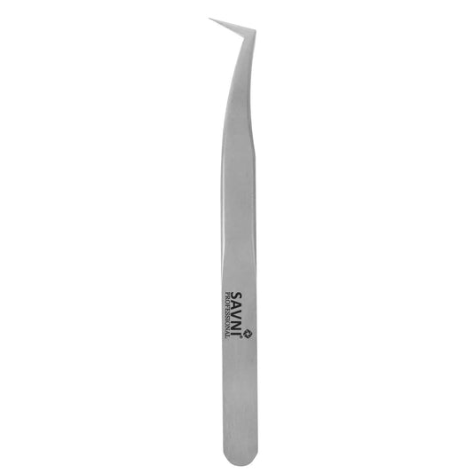 Savni Silver Eyelash Extension Tweezers Bent