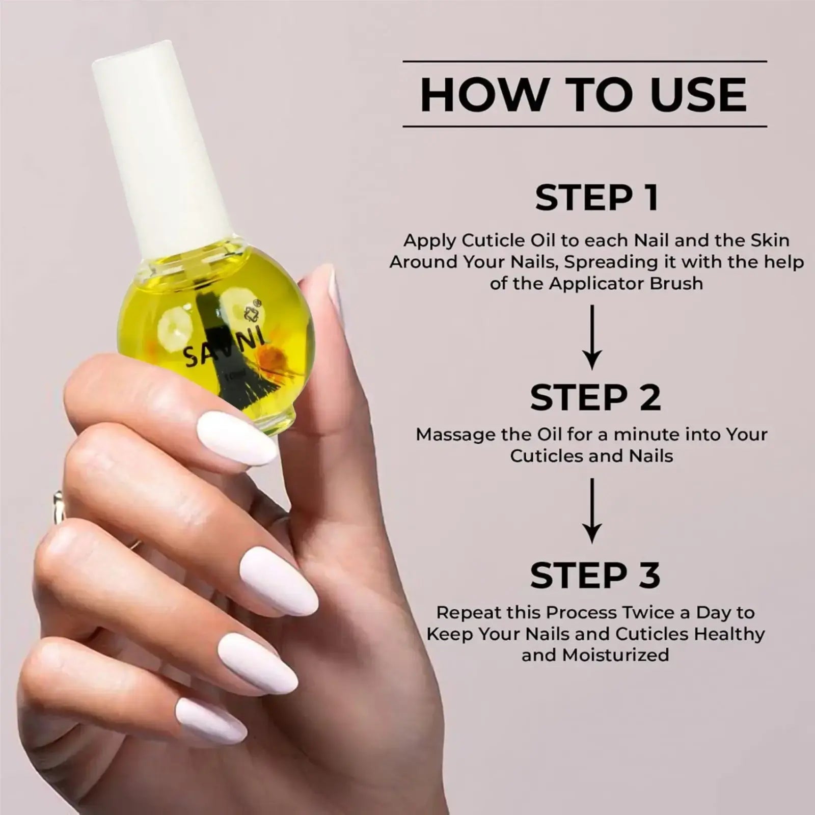 Savni Cuticle Oil 15ml Infused with Flowers & Applicator Brush - Assorted Fragrance Product vendor